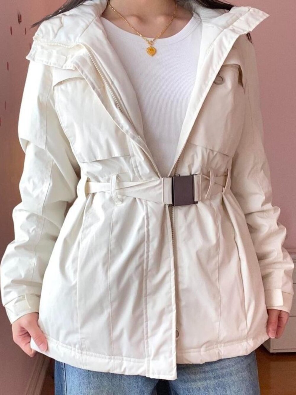 white/cream winter parka jacket